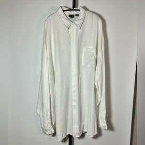 3XLT White Button Up Shirt, After Dark, Long Sleeves, Black Stitching
